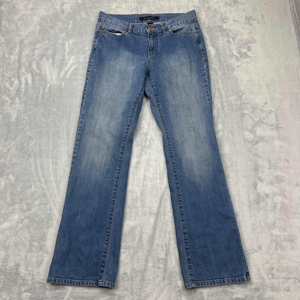 Calvin Klein Jeans Womens 8 Blue Denim Faded Mid Rise Medium Wash‎ Bootcut Leg